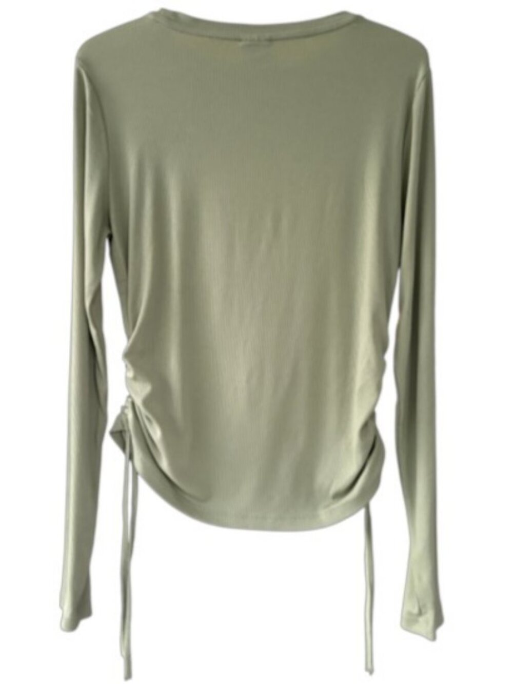 Nike swoosh ruched side ribbed long sleeve top sage green women's size L - Picture 4 of 6